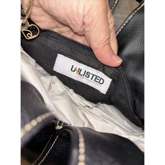 Unlisted Hobo Bag Handbag Purse Black Lined Double Straps Streetsmart NEW PU - Picture 8 of 12